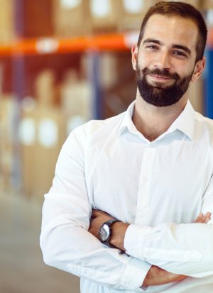 Logistics manager warehouse portrait